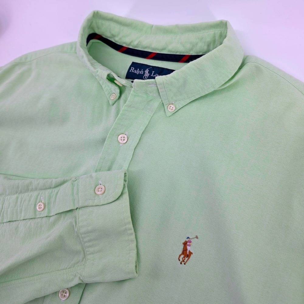 Ralph Lauren Classic Fit Button Down Shirt Mens XL Mint Green Long Sleeve Oxford